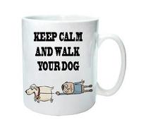 Keep Calm And Walk Your Dog - Funny Cartoon - Tea/Coffee - Novelty Coffee Mug/Cup. Gift Idea.