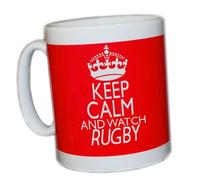 KEEP CALM AND WATCH RUGBY (RED) MUG