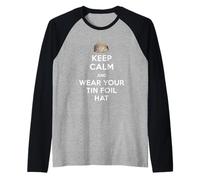 Keep Calm and Wear Your Tin Foil Hat Graphic Political Raglan Baseball Tee