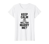 Keep Calm and Will You Marry Me Value Graphic T-Shirt, Women, White, XS