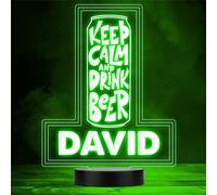 Keep Calm Drink Beer Can Drinker Home Bar Man Cave Colour Change Night Light | Personalised Gift For Home, Lamp Room Décor | Kids & Adults Night Lights With Name | Personalised Gift For Bedroom |