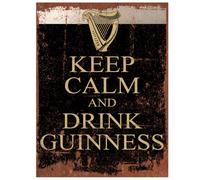 Keep Calm Drink Guinness Funny Metal Bar Sign | Retro Pub Plaque | Vintage Wall Decor Man Cave Garden Shed Accessories Novelty Gift UK Decor 30th 40th 50th 60th birthday (Large 27 x 18 cm)