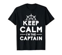 Keep Calm I Am The Captain Motive for a Captain T-Shirt, Men, Black, X-Large