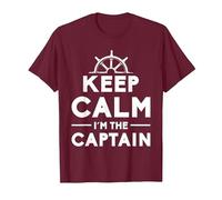 Keep Calm I Am The Captain Motive for a Captain T-Shirt, Men, Burgundy, X-Large
