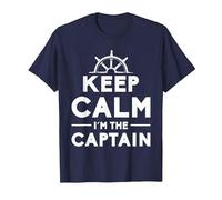 Keep Calm I Am The Captain Motive for a Captain T-Shirt, Men, Navy Blue, X-Large