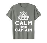Keep Calm I Am The Captain Motive for a Captain T-Shirt, Men, Olive Heather, Large
