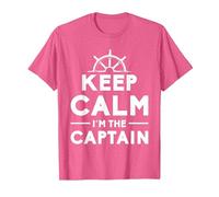 Keep Calm I Am The Captain Motive for a Captain T-Shirt, Men, Pink Heather, Small