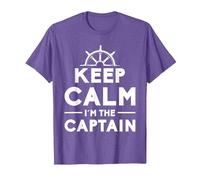Keep Calm I Am The Captain Motive for a Captain T-Shirt, Men, Purple Heather, Medium