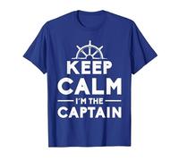 Keep Calm I Am The Captain Motive for a Captain T-Shirt, Men, Royal Blue, Medium