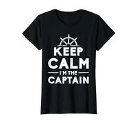 Keep Calm I Am The Captain Motive for a Captain T-Shirt, Women, Black, Small