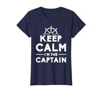 Keep Calm I Am The Captain Motive for a Captain T-Shirt, Women, Navy Blue, Small