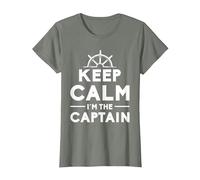 Keep Calm I Am The Captain Motive for a Captain T-Shirt, Women, Olive Heather, Small