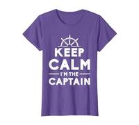 Keep Calm I Am The Captain Motive for a Captain T-Shirt, Women, Purple Heather, Small