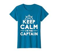 Keep Calm I Am The Captain Motive for a Captain T-Shirt, Women, Sapphire Blue, Medium