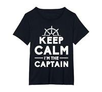 Keep Calm I Am The Captain Motive for a Captain T-Shirt, Women's Plus, Black, 5X
