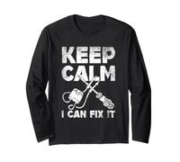 Keep Calm I Can Fix It Electrician Electrical Worker Wireman Long Sleeve T-Shirt