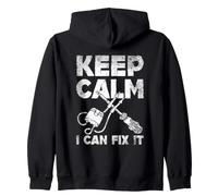 Keep Calm I Can Fix It Electrician Electrical Worker Wireman Zip Hoodie