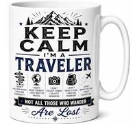 Keep Calm I’m A Traveler Not All Those Who Wander are Lost Ceramic Coffee Mug Travel Gift Mug