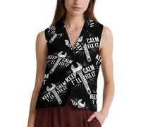 Keep Calm I'll Fix It Casual Women's Vests Suit Waistcoat Button Down Sleeveless Blazer Jacket 3XL