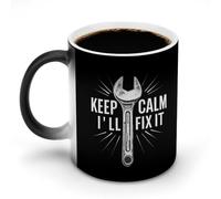 Keep Calm I'll Fix It Cute Coffee Cup with Handle Hot Changing Graphic Ceramic Travel Mug