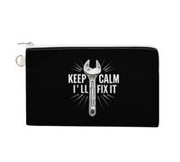 Keep Calm I'll Fix It Portable Canvas Coin Purse Fashion Pencil Case Travel Makeup Bag