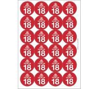 Keep Calm I'm 18 Eighteen Eighteenth 18th Birthday Circular Matt Paper Stickers A4 Sheet of 24 (Each Sticker is 45mm Diameter)