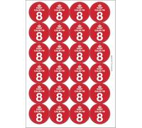 Keep Calm I'm 8 Eight Eighth 8th Birthday Circular Matt Paper Stickers A4 Sheet of 24 (Each Sticker is 45mm Diameter)