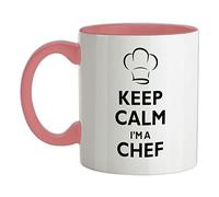 Keep Calm I'm A Chef - 11oz - Ceramic Two-Tone Mug for Coffee/Tea - BabyPink/White - One Size