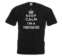 Keep Calm I'm A Firefighter Fireman Adults Gift Mens Unisex T-Shirt XL Black