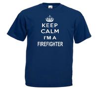Keep Calm I'm A Firefighter Fireman Adults Gift Mens Unisex T-Shirt XL Navy