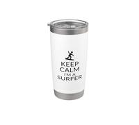 Keep Calm I'm A Surfer Funny Surfing Surfboarding Quote Cool Stainless Steel Insulated Tumbler