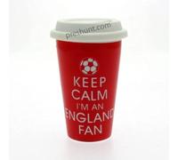 Keep Calm I'm An England Fan - Red Double Wall Ceramic Travel Mug by Mugs
