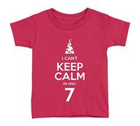 Keep Calm I'm Only 7 Kids T-Shirt 7-8yrs Red 7th Birthday Years Old Cute Present Top