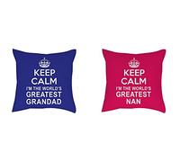 Keep Calm I'm The World's Greatest Grandad/Nan Fathers Day Mothers Day Birthday Christmas Home Decor Satin Cushion Cover, Throw Pillow/Cushion Cover Set Of 2.