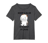 Keep Calm It's just a Cane - Funny Cane Design T-Shirt, Women's Plus, Dark Heather Grey, 5X