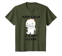 Keep Calm It's just a Cane - Funny Cane Design T-Shirt, Youth, Olive Green, X-Small