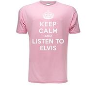 Keep Calm Listen to Elvis Music Fan Gift Mens T-Shirt Large Pink