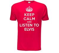 Keep Calm Listen to Elvis Music Fan Gift Mens T-Shirt XX-Large Red