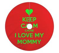 Keep Calm Love My Mommy Funny Christmas Tree Skirt Red 36 Inches Xmas Tree Mat Funny Decor for Family Christmas Holiday