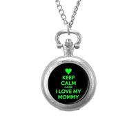Keep Calm Love My Mommy Vintage Pocket Watch with Chain Arabic Numerals Scale Quartz Pocket Watches Gifts for Men Women