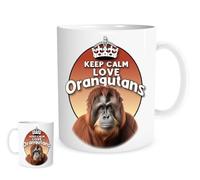 Keep Calm Love Orangutans Mug - Cute Orangutan Face Coffee Cup - Wildlife Lover Gift, Animal Conservation Present, Funny Nature-Themed Ceramic Mug