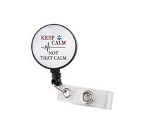 Keep Calm Not That Calm Badge Reel Retractable ID Badge Holder with Clip for Nurses Doctors EMT for Nursing EMS Week Gifts Cardiologist Gifts (Keep Calm Badge Reel)