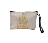 Keep Calm Parody England United Kingdom Collection Linen Look Canvas Makeup Bag Toiletry Bag Coin Purse, Daddy, 23.5 x 15 cm, Makeup Bag