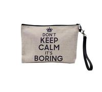 Keep Calm Parody England United Kingdom Collection Linen Look Canvas Makeup Bag Toiletry Bag Coin Purse, Boring, 23.5 x 15 cm, Makeup Bag