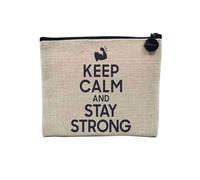 Keep Calm Parody England United Kingdom Collection Linen Look Canvas Makeup Bag Toiletry Bag Coin Purse, Stay Strong, 15 x 10 cm, Makeup Bag