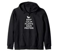 Keep Calm Plants have Protein Vegan Animals Vegetarian Peace Zip Hoodie