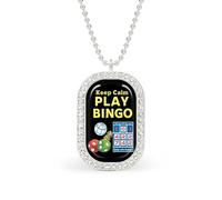 Keep Calm Play Bingo Funny Pendant Necklace for Women Personalized Fashion Jewelry Diamond Necklaces for Wedding Birthday Gold Silver