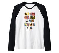 Keep Calm Read On Collage Letters Book Lover Raglan Baseball Tee