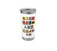 Keep Calm Read On Collage Letters Book Lover Stainless Steel Insulated Tumbler