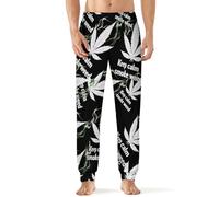 Keep Calm Smoke Weeds Men's Pajama Bottoms Fashion Lounge Sleep Pants Lightweight Elastic Pjs L